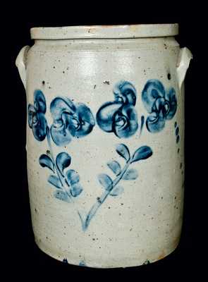 Five-Gallon Baltimore Stoneware Crock w/ Large Clover Decoration