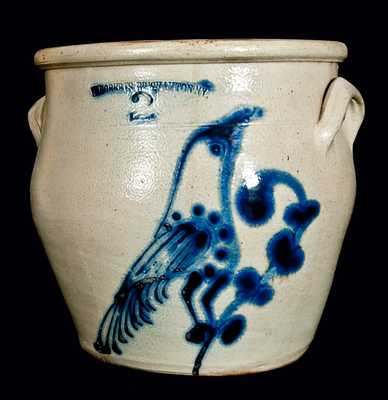W. ROBERTS / BINGHAMTON NY Stoneware Bird Cream Jar