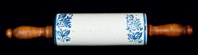 Blue-and-White Spongeware Rolling Pin
