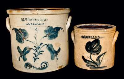 (2) Cortland, New York, Stoneware Crocks