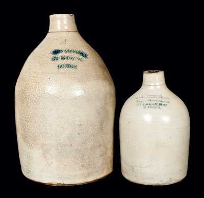 (2) Boston Stoneware Advertising Jugs