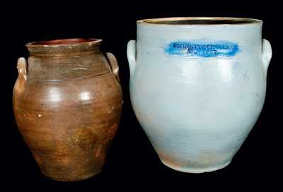 (2) NY Stoneware Jugs (S.S. Perry, West Troy and Bennett & Chollar, Homer)