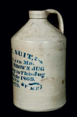 S.T. SUIT / SUITLAND MD Cobalt-Decorated Whiskey Jug