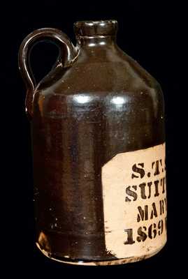 S.T. SUIT / SUITLAND, MARYLAND Tanware Whiskey Jug