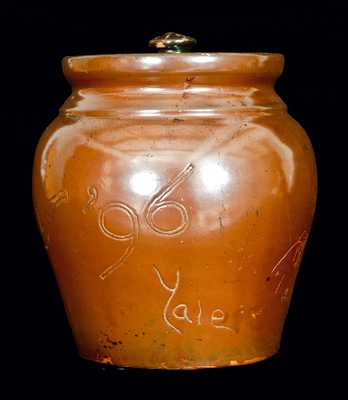 Stoneware Yale University Tobacco Jar w/ Football Player