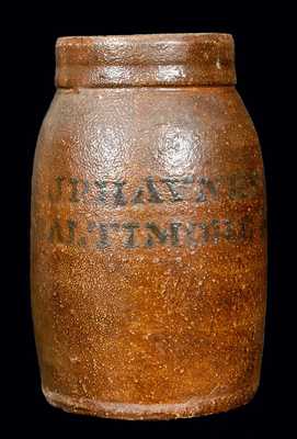 J.P. HAYNES & CO. / BALTIMORE MD Advertising Jar (Ohio Origin)