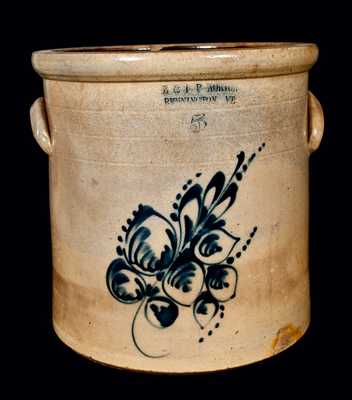 E. & L.P. NORTON / BENNINGTON, VT. Stoneware Crock w/ Foliate Design