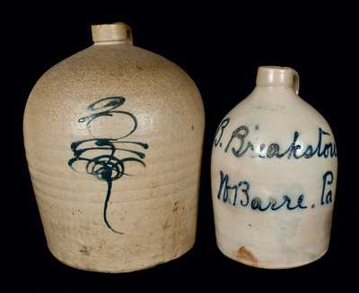 (2) Stoneware Jugs (One Wilkes-Barre, PA Script Jug)