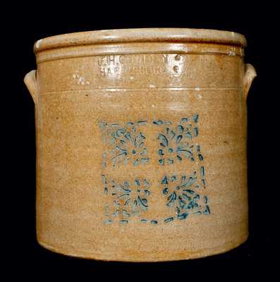 F.H. COWDEN / HARRISBURG Stoneware Crock w/ Stenciled Design