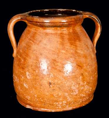 AUBURN, NY Open-Handled Redware Jar