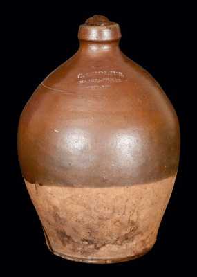 C. CROLIUS / MANUFACTURER / NEW-YORK Redware Jug