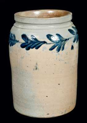 Remmey Pottery Stoneware Jar w/ Cobalt Floral Decoration