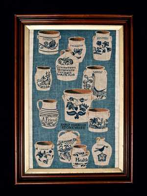 Framed "Early American Stoneware" Print on Cloth