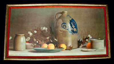 Framed Print of a Still Life Painting with Norton Stoneware