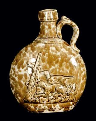 BULKLEY FISK & CO. / NEW YORK Rockingham Pottery "Game Bag" Flask