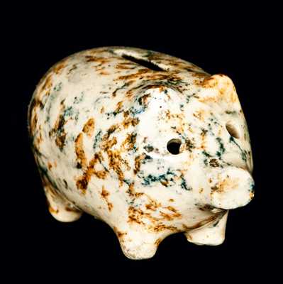 English Spongeware Pig Bank