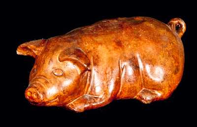 Probably Midwestern Redware Pig Paperweight