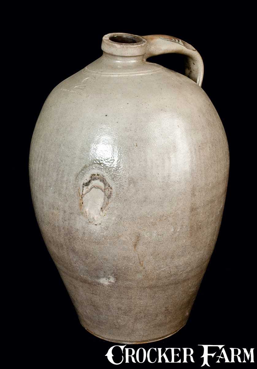 Stoneware Jug Signed N Clark Parkersburg Wv Lot 142 July 16 11 Stoneware Auction Crocker Farm Inc