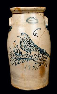Outstanding J. FISHER Stoneware Church with Bird Decoration Dated 1876