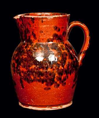 Pennsylvania Redware Pitcher w/ Manganese Sponging