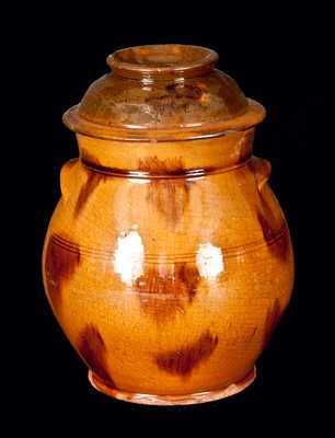 Ovoid Redware Jar with Unusual Dome-Shaped Lid