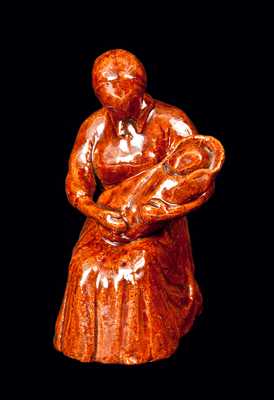 Redware Figure of Mother with Child