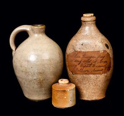 Lot of Three: Stoneware Jug, Stoneware Flask, and Stoneware Inkwell