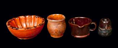 Lot of Four: Small Redware Articles