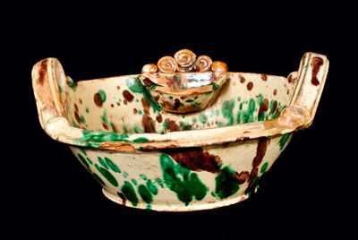 Strasburg, VA Multi-Glazed Redware Washbowl, Shenandoah Valley