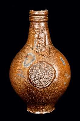 Bellarmine Stoneware Jug with Bearded Man and Floral Medallion