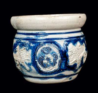 Westerwald Stoneware Chamber Pot with Applied Lions and Medallion
