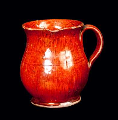 Miniature Glazed Redware Pitcher, PA or New England