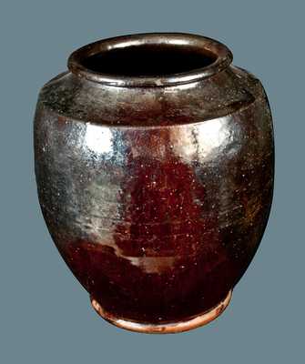 Unusual Glazed Redware Jar