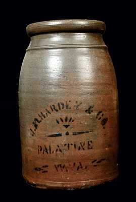 J. M HARDEN / PALATINE, WV Stoneware Canning Jar