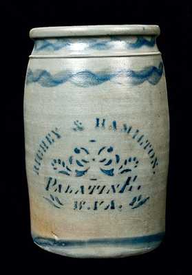 RICHEY & HAMILTON / PALATINE, WV Stoneware Crock