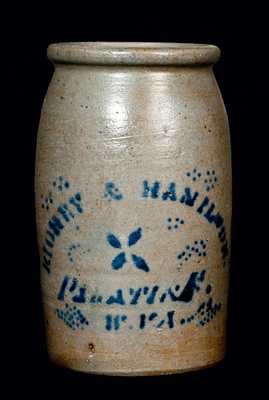RICHEY & HAMILTON / PALATINE, W. VA Stoneware Canning Jar