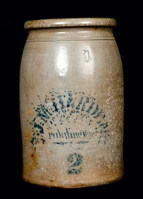 J. M. HARDEN / PALATINE, W. VA Stoneware 2 Gal. Crock