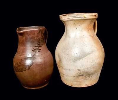 Two Stoneware Pitchers, mid to late 19th century.