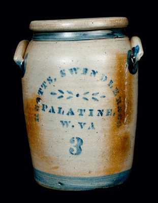 KNOTTS, SWINDLER & CO. / PALATINE, W. VA Stoneware Crock