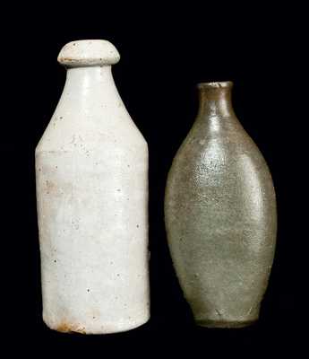 Lot of Two: Stoneware Bottle Impressed J. A. KEELER and Stoneware Flask