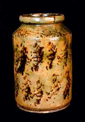 New England Redware Jar w/ Outstanding Manganese Sponging