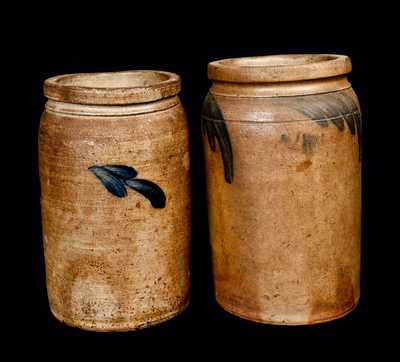 Two Cobalt-Decorated Stoneware Jars, Baltimore origin.