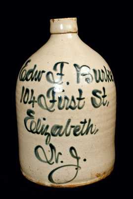 Elizabeth, NJ Stoneware Advertising Jug, Fulper Pottery