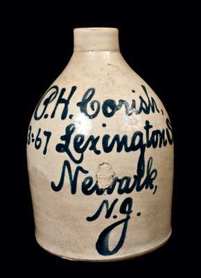 Newark, NJ Stoneware Advertising Jug, Fulper Pottery