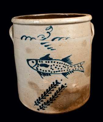 Ohio Stoneware Crock w/ Fish Decoration
