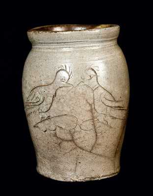 Small Stoneware Jar w/ Incised Birds, Dated 1821