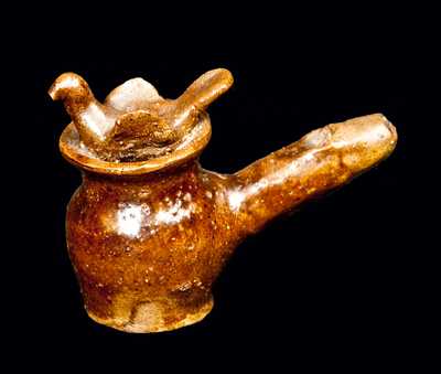 Extremely Rare Stoneware Bird-on-Pot Whistle