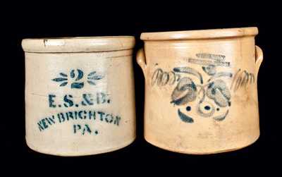 Lot of Two: Stoneware Crocks, E. S. & B. and SOMERSET POTTERS WORKS