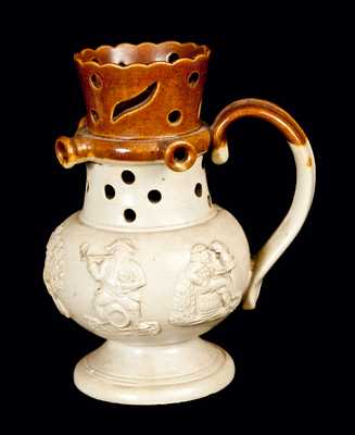 English Stoneware Puzzle Jug with Applied Designs