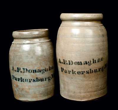 Lot of Two: A. P. DONAGHHO Stoneware Canning Jars